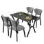 Ensemble de table et chaises de salle à manger extensible Modern (5 pièces), gris et noir | 100% panneau de particules revêtu de mélamine, table: 43,3 po x 29,1 po x 29,1 po, chaises: 18,5 po x 33,5 po x 17,7 po, structure en métal, tissu 100% lin, parfait pour les espaces de salle à manger élégants-122495374