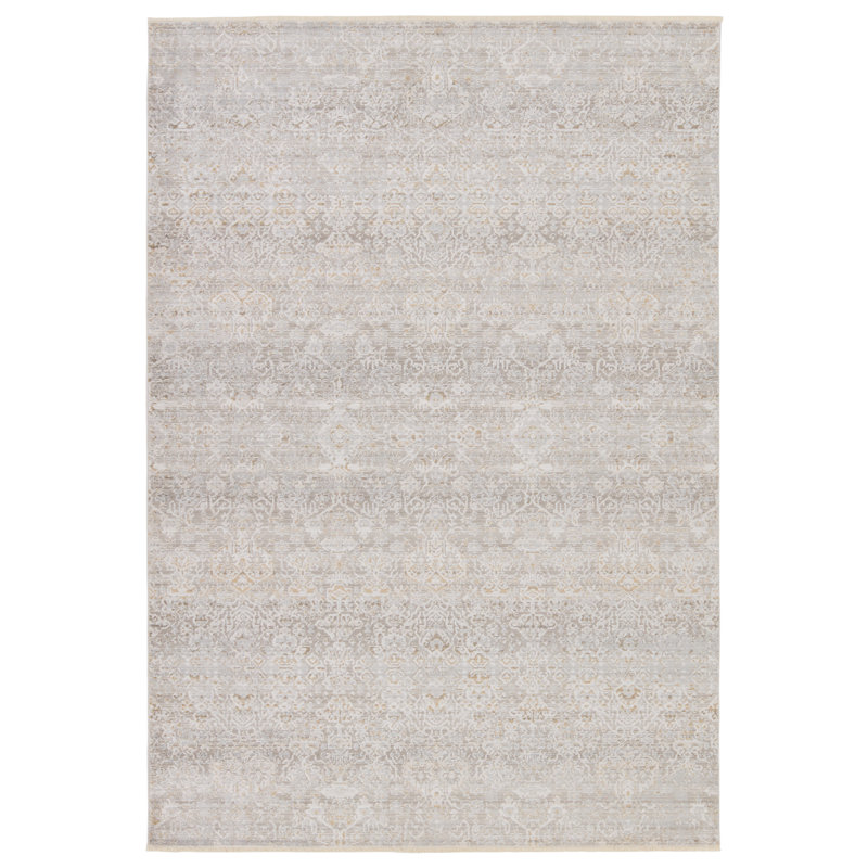 Tapis rayé taupe / argenté Varasteh, Rectangle 7 pi 10 po x 10 pi 10 po
