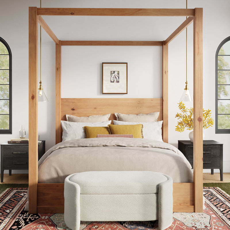 Modica Solid Wood Canopy Bed, King