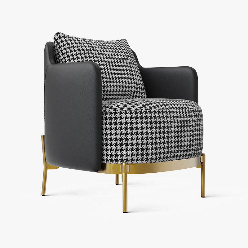 Chair with Arms,Modern Houndstooth Pattern Living Room Armchair
