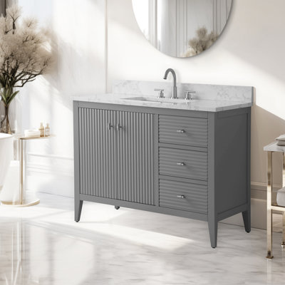 Laval 42" Single Sink Freestanding Bathroom Vanity with Engineered Marble Top