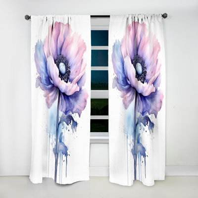 Radner Minimalism Purple Poppies Beauty I - Traditional Velvet Curtain - Room Darkening - 1 Panel