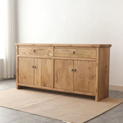 Chinese-Style Retro Walnut Storage Side Cabinet