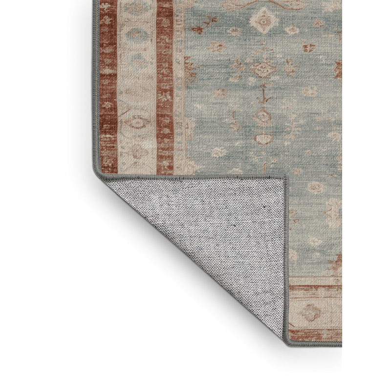 Machine Washable Overdyed Gray Area Rug, Round 7'