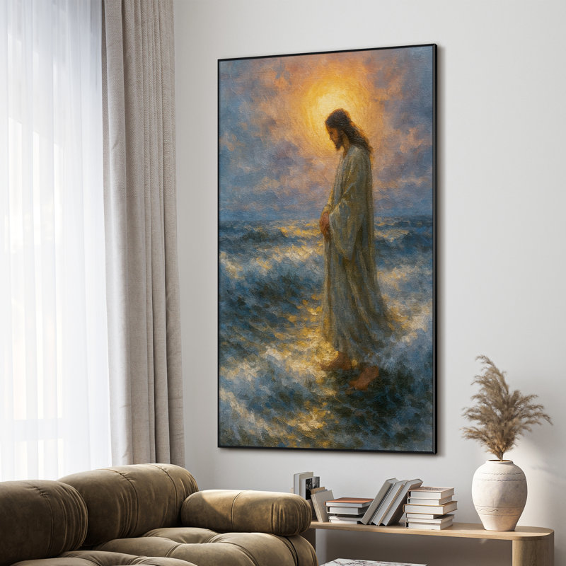 Très grande reproduction d'art sur toile - «Jesus Faith», œuvre d'art pour le salon ou la chambre à coucher - «Assemblage requis du cadre (cadre non fini)»