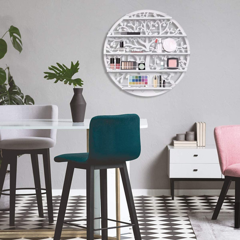 Amyris 5 Piece Circle Metal Accent Shelf, White