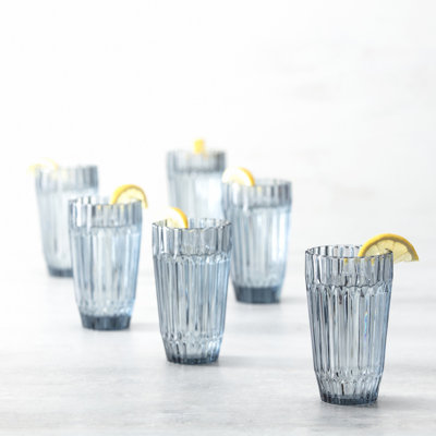 Fortessa Archie Glass, 14.8 Ounce Iced Beverage Glass (Set of 6), Cornflower Blue