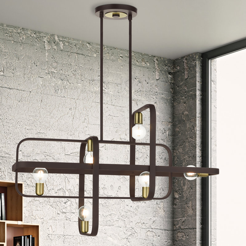 Lustre rectangulaire unique à 6 lumières