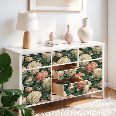 Papier auto-adhésif à peler et coller luxueux botanique floral auto-adhésif et amovible 17,7 po x 118 po (45 x 300 cm)