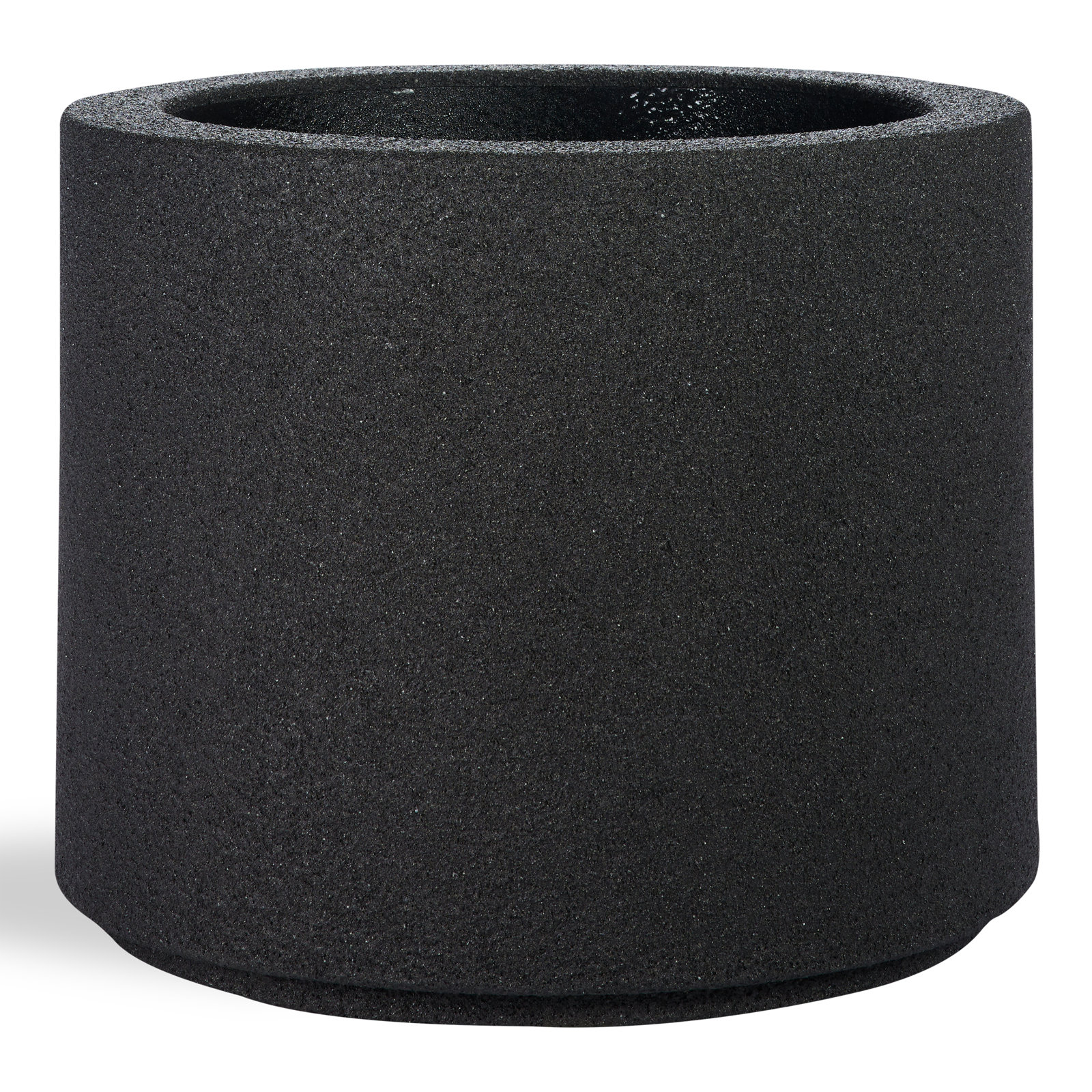 Gita Large Lightweight Outdoor 23" x 19" Round Planter Box, Black Granite