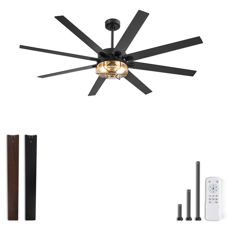  Cissline 65"  Big Farmhouse Ceiling Fan with Light Kit and Remote Control for Bedrooms, Living Spaces