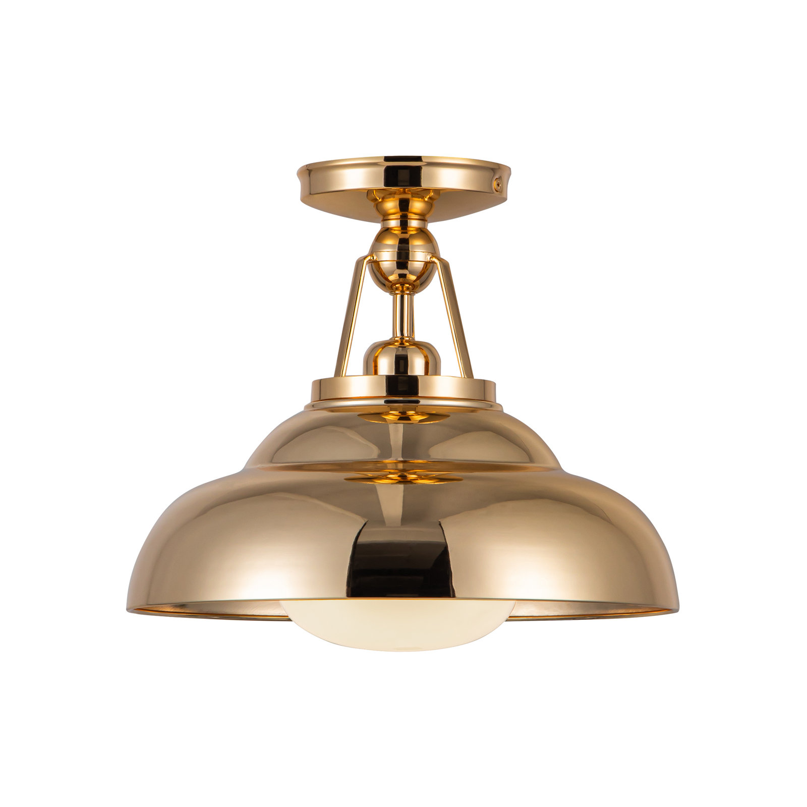 Palmetto Single Light Semi Flush Mount, Polished Brass