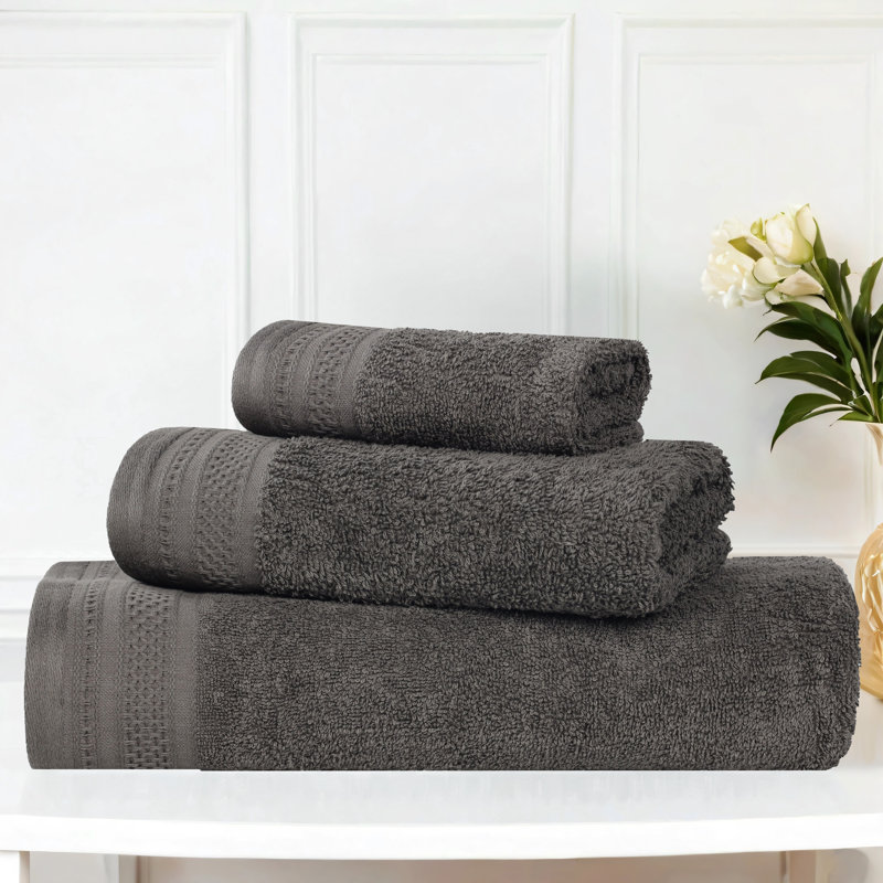 Ensemble de serviettes 3 pièces en coton gaufré Honeycomb, Métal industriel
