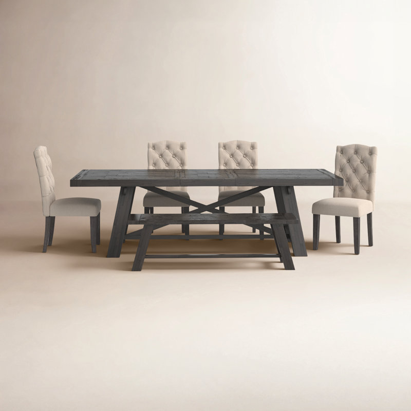 Bianca 6-Person Extendable Solid Wood Dining Set