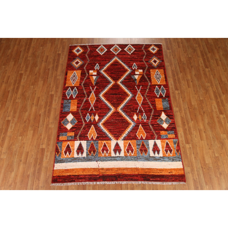 Tapis oriental géométrique marocain fait à la main 6 x 9