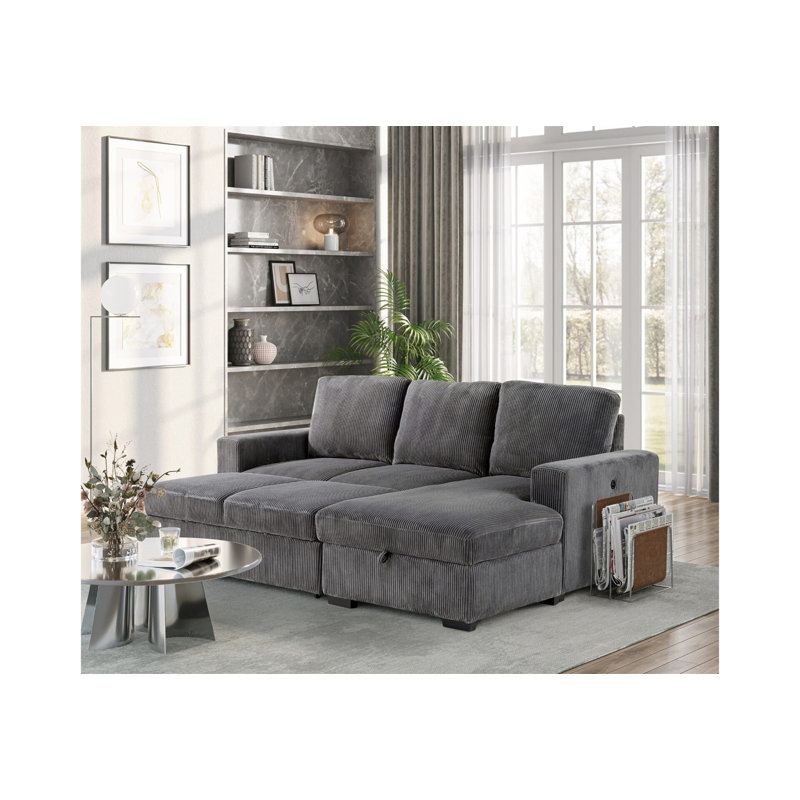 Melody Grey Sectional With Pullout