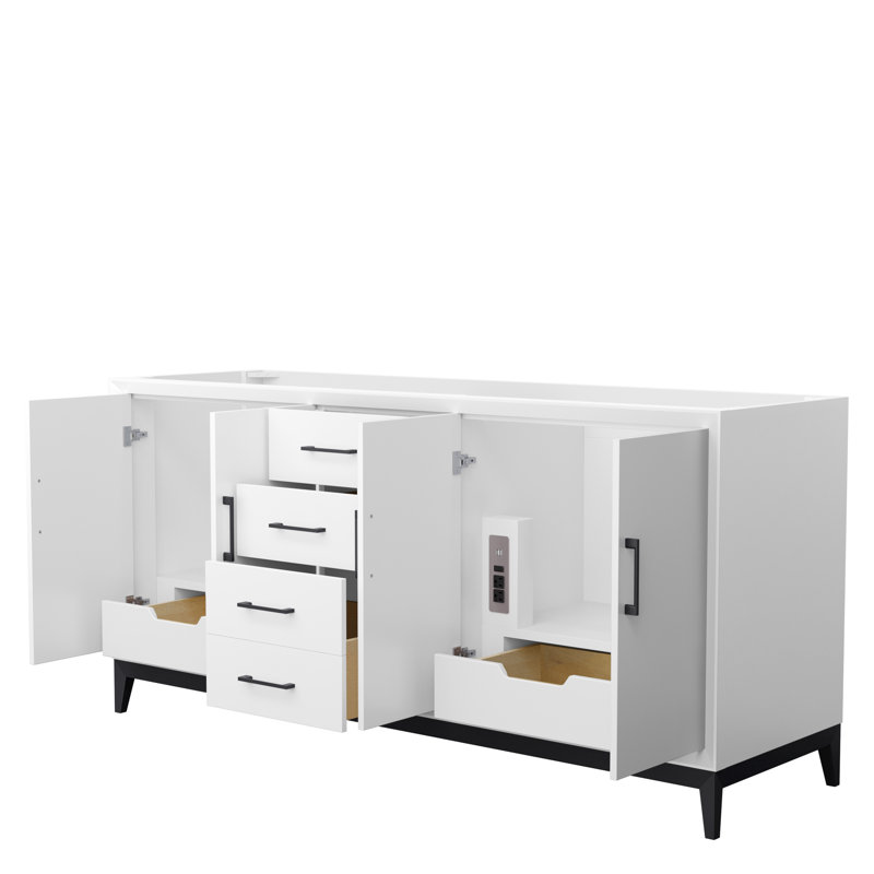 71.75'' W Double Bathroom Vanity Base, White/Black