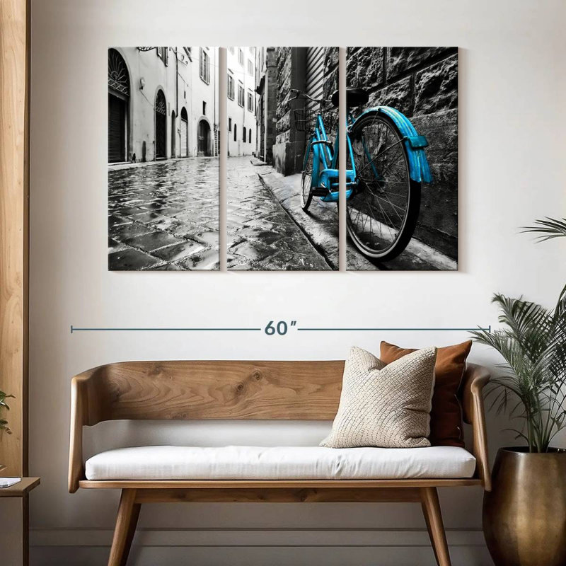 Mehar Retro Blue Bicycle, 32" H x 50" W