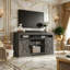 Meuble télé de style ferme de 58 po avec portes coulissantes de style grange et rangement, pour téléviseurs de 65 po et plus - Gris foncé