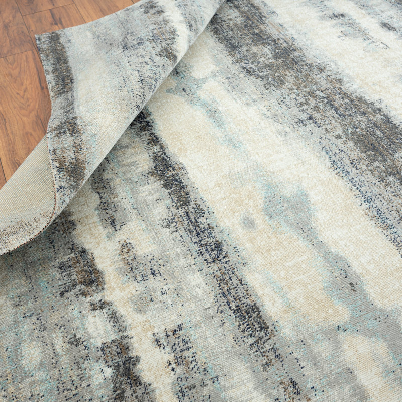 Tapis d'intérieur / extérieur abstrait beige / gris, Rectangle 2 pi x 3 pi