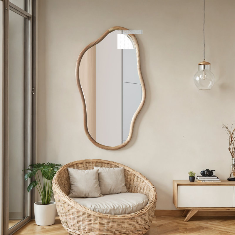 Irregular Natural Wood Wall Mirror