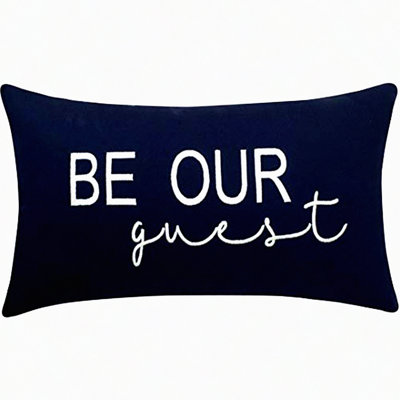 Entryway Guestroom Lumbar Pillow Cover - Decorative Accent for Living Room - Embroidered Be Our Guest