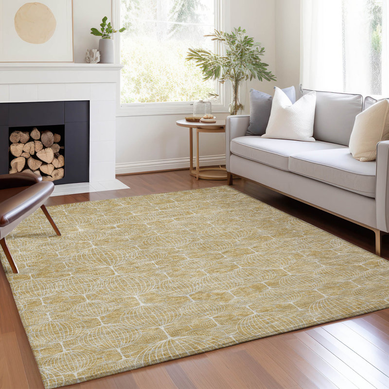 Tapis doré intérieur / extérieur lavable à la machine Mahaney ACN732, Rectangle 5 pi x 7 pi 6 po