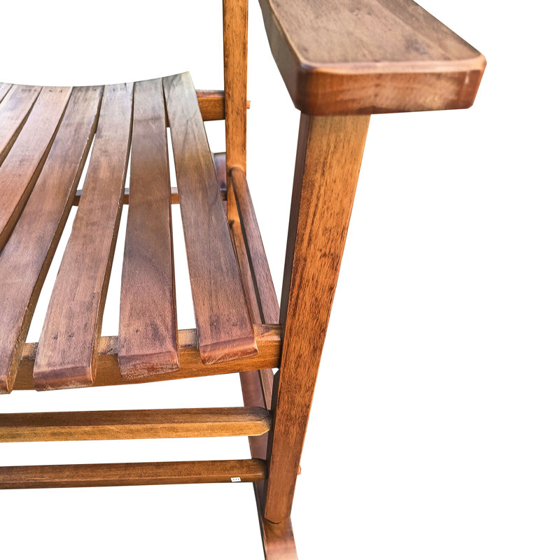 Balcony Porch Adult Brown Rocking Chair - Constructed From Solid Hardwood For Quality And Generous Comfortable Seat Armrest Robust Safe Slatted Back Rest Effortless Assembly With Supplied Hardware