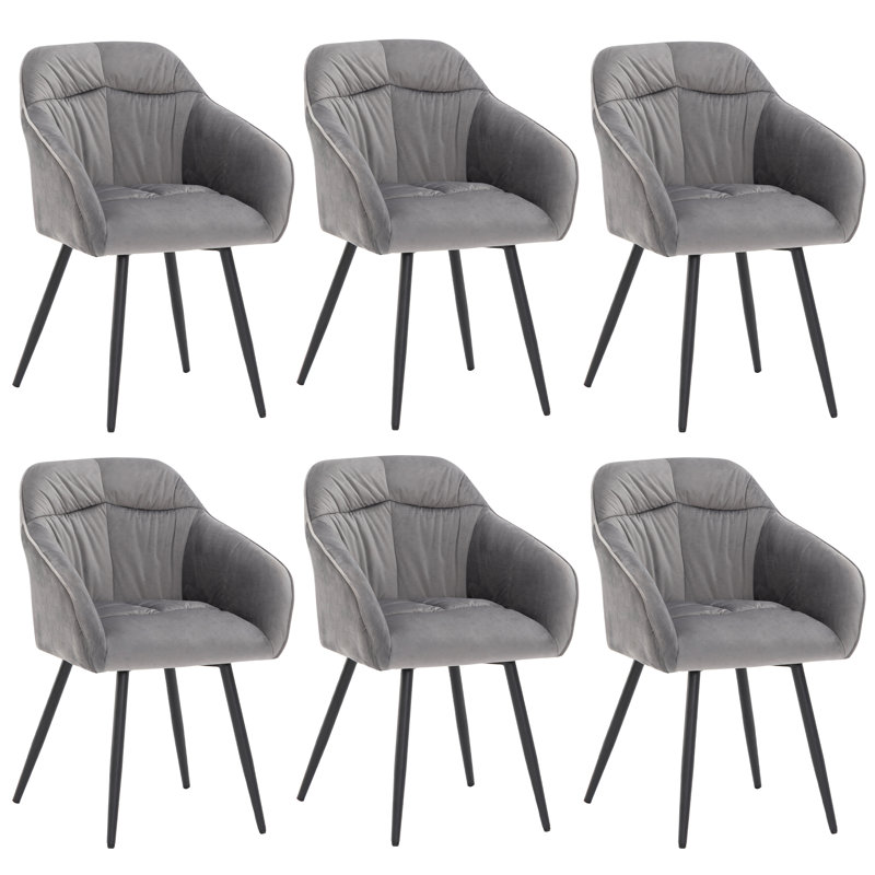 Ashonte 42cm H Velvet Upholstered Metal Upholstered Back Armchair, Grey