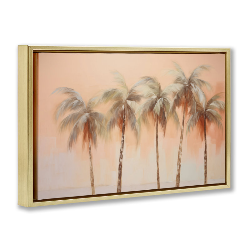  Toile flottante encadrée «Soft Palm Tree» par Arlington Prints, H 21 po x l 31 po, Cadre flottant métallique doré