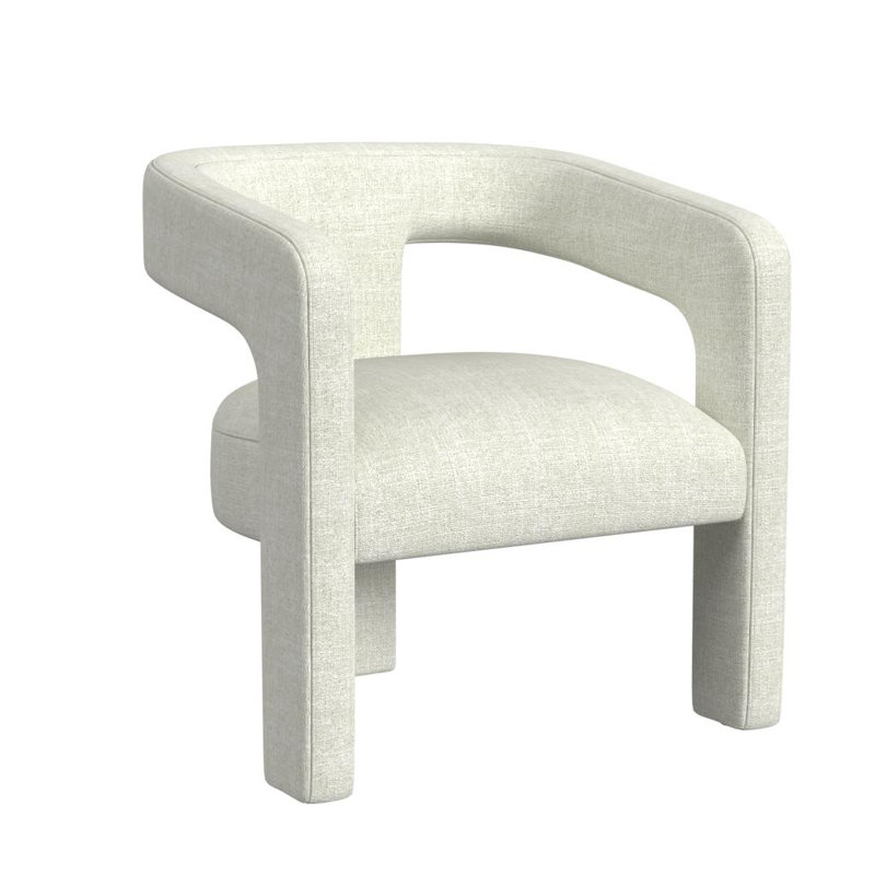 Fauteuil demi-tonneau Belissa, Texturé gris clair tissé