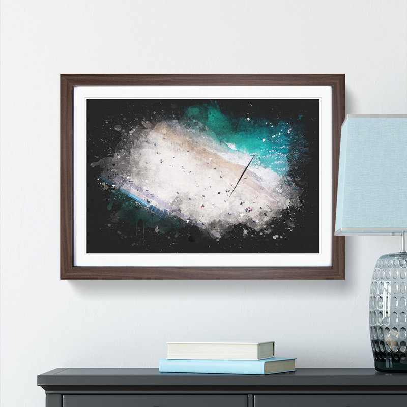 Bournemouth Beach - Picture Frame Painting Print, 24cm H x 33cm W x 2cm D, Walnut Framed