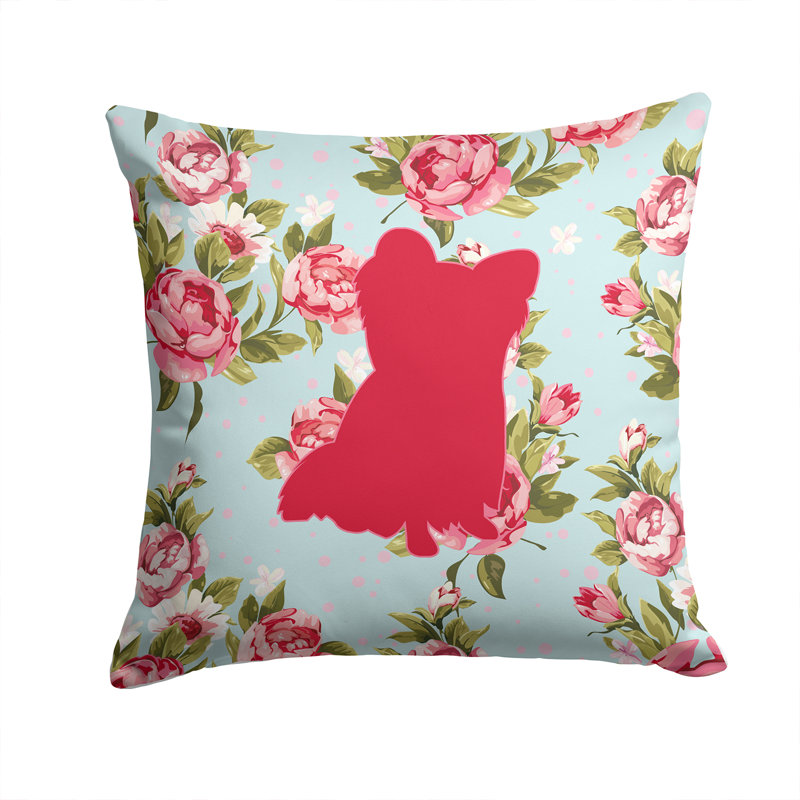 Coussin décoratif en tissu intérieur/extérieur bleu beige bleu élégance chihuahua shabby, H 14 po x l 14 po x P 4 po