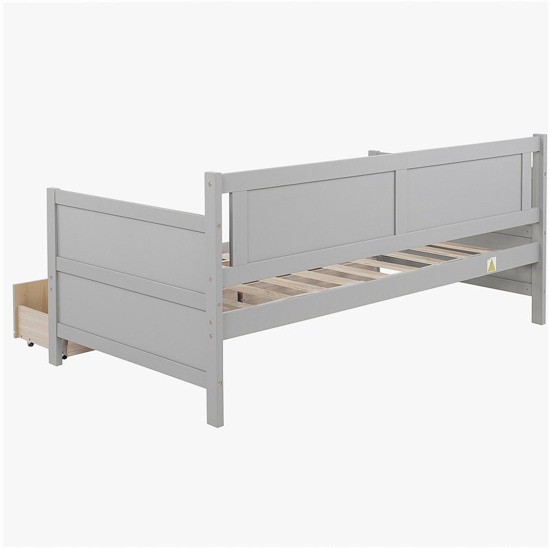 Doubler bed with two storage drawers, Gray