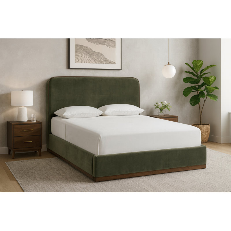 Lit tapissier Jann, Double, Velours vert