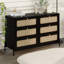 Commode 6 tiroirs avec tiroirs en rotin naturel