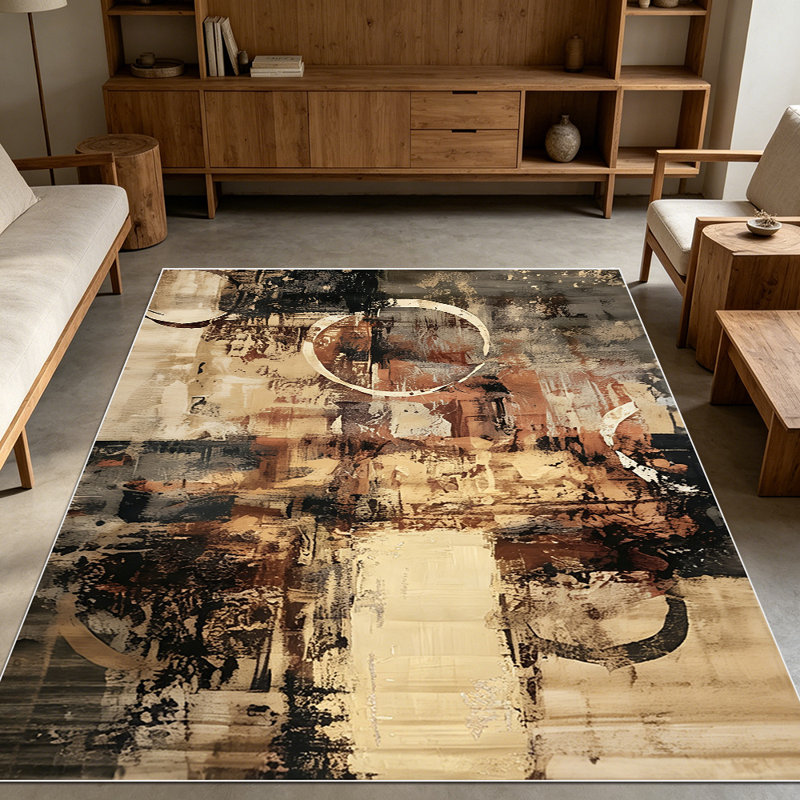 1PC Vintage Neutral Distressed Abstract Art style area rugs for Living Room, Soft and Comfortable, Suitable for all seasons, easy-to-maintain, machine washable Indoor floor mat, Under Table Farmhouse suitable for dining table, entryway, bedroom,