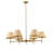 Modern 6-Light Adjustable Chandelier with Fabric Rattan Shades, Brown Metal Frame, Dimmable, ETL Listed, E12 Base