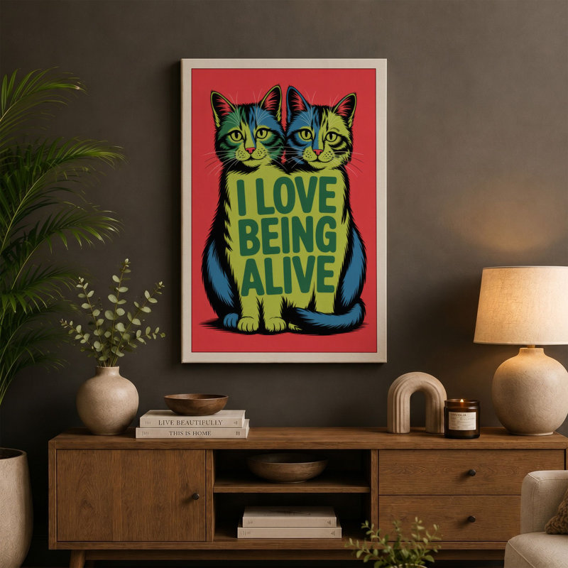 Love Being Alive Modern - Wrapped Canvas, 30x20 - 76.2 x 50.8 cm, Teal Border