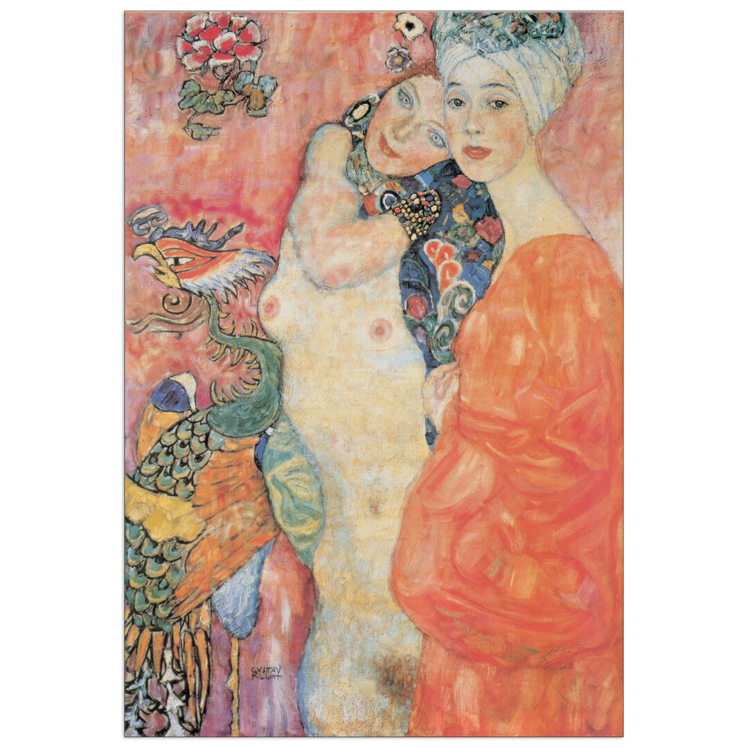 Paneel Die Freundinnen von Klimt, Kunstdruck