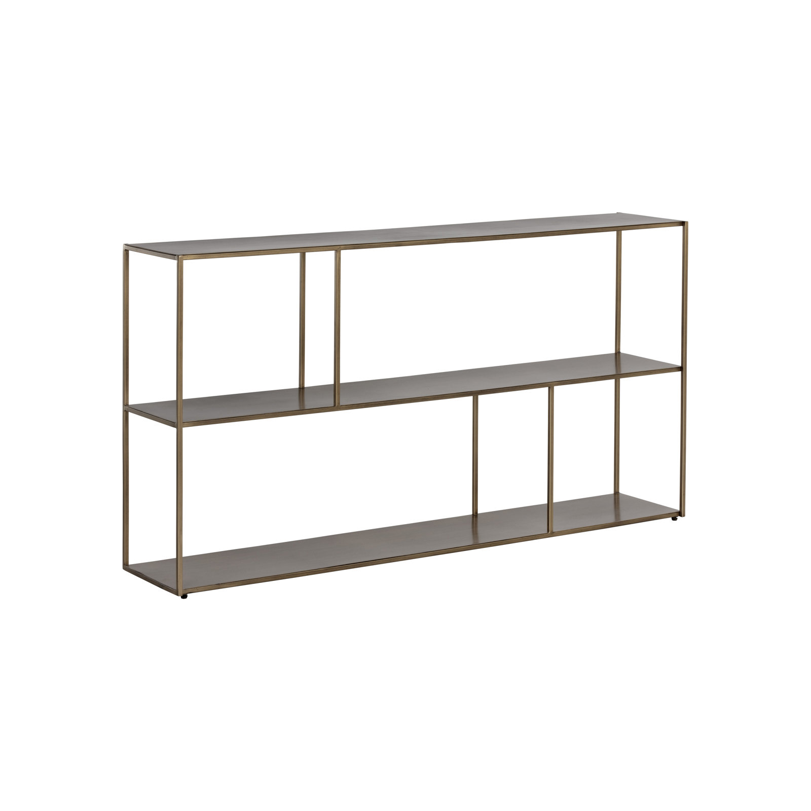 Georgetta Narrow Etagere Bookcase, Gold, 31" H x 34.75" W x 12" D