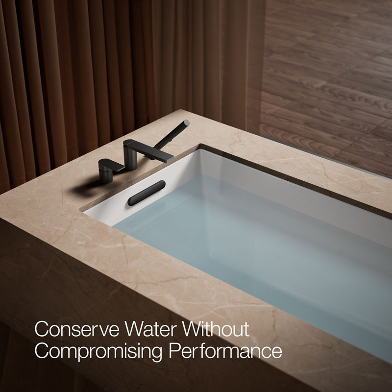 Parallel Single Handle Deck Mount Bath Faucet with Handshower, Matte Black