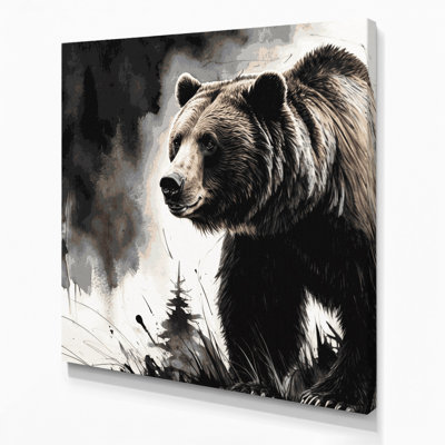 Faune, grizzly noir, art mural sur toile