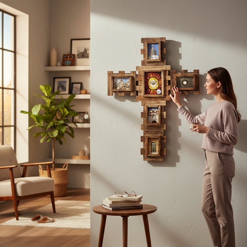 3-Component Cross Wall Frame/Tobacco Finish, Tobacco