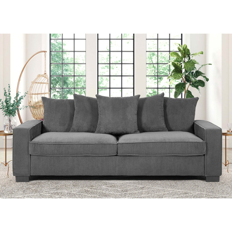 Widney 88'' Corduroy Sofa, Gray