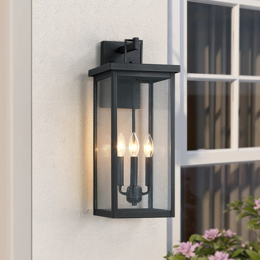 22.5in Large Black Outdoor Wall Lantern Sconce Light 17 Stories