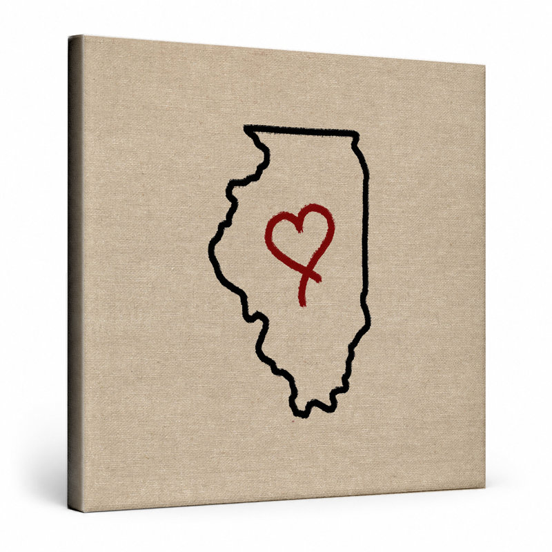 I Love Illinois - art mural carré sur toile, 32" W x 32" H