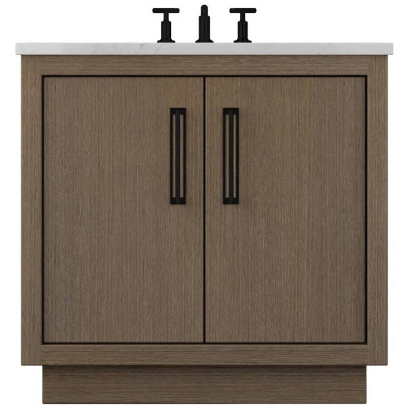 Meuble-lavabo simple Avalon, Fumé moderne, Noir mat, 42"