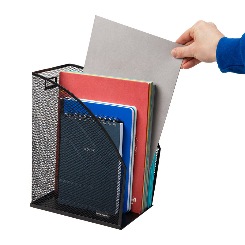 Black Steel Mesh Jumbo Magazine File Organizer Set