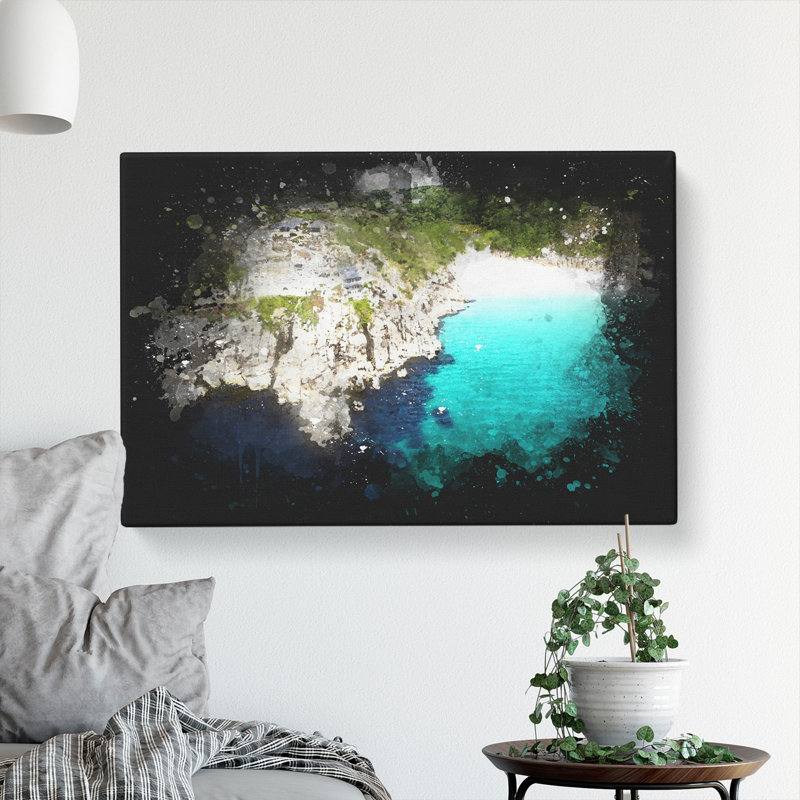 Porthcurno Beach in Cornwall - Wrapped Canvas Graphic Art, 60cm H x 91cm W x 3cm D